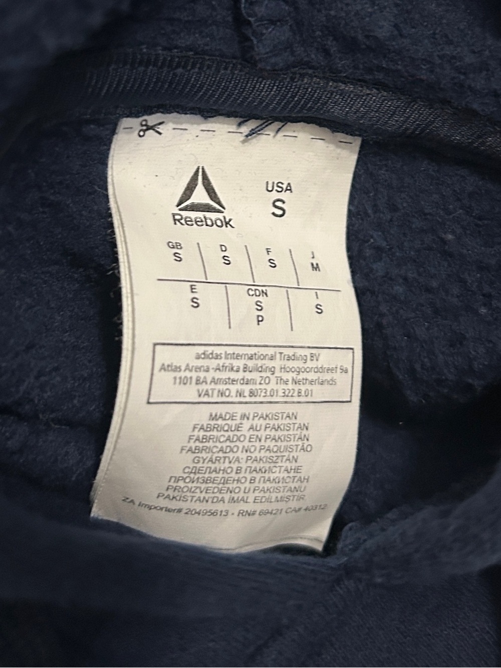 Reebok Hoodie Sweatshirt Navy Blue Small - Picture 5 of 9